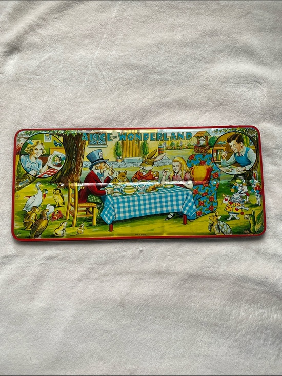 Page London Other - Vintage Alice in Wonderland Tin Watercolor Tray - Colorful Tea Party Artwork